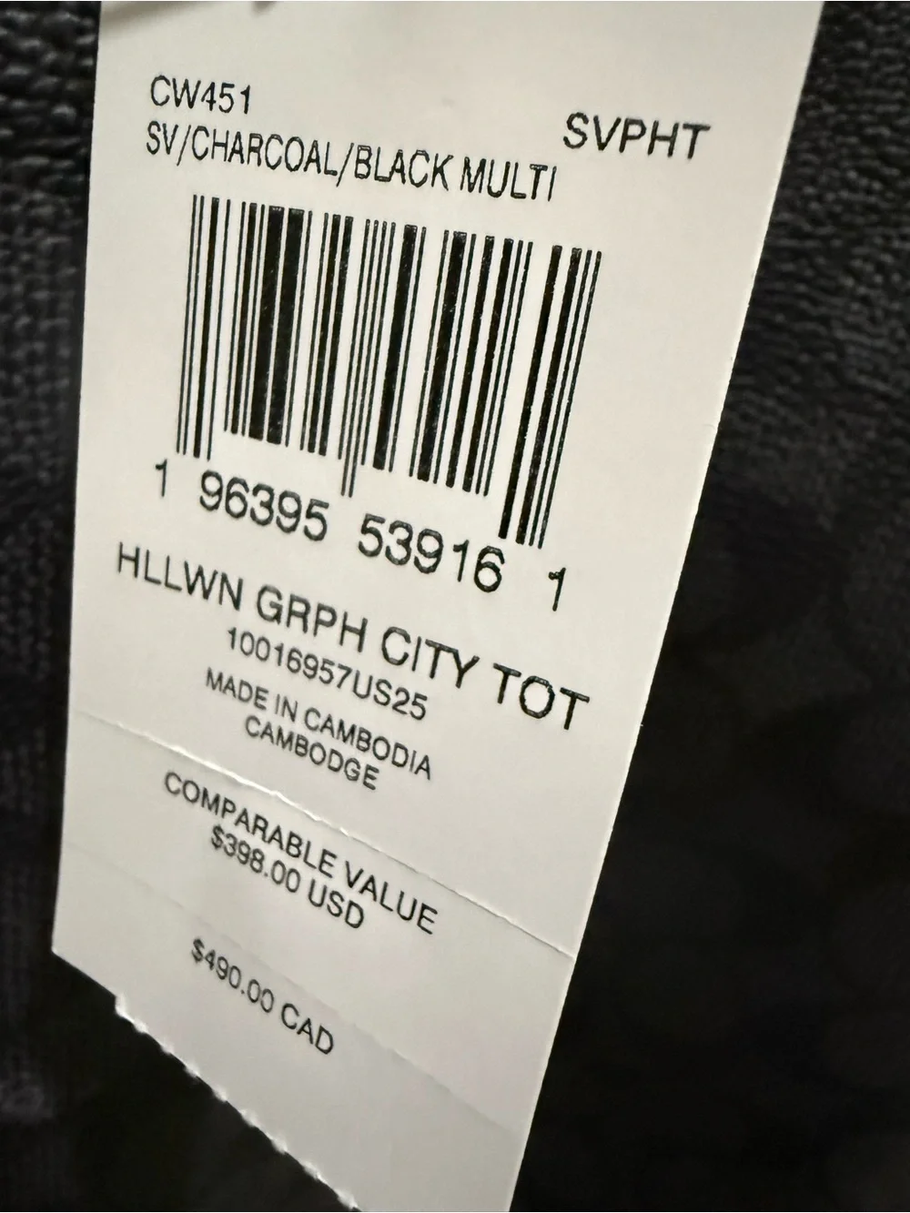 Coach City Tote in Signature Canvas Halloween-themed cat graphic NWT - Picture 3 of 8